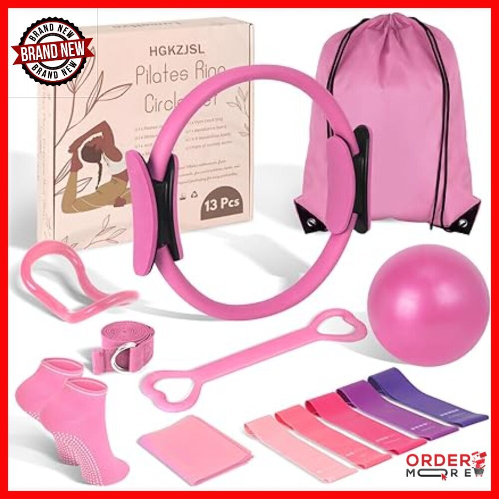 Pilates Equipment Set with Yoga Ball, Resistance Bands, Ring, Socks